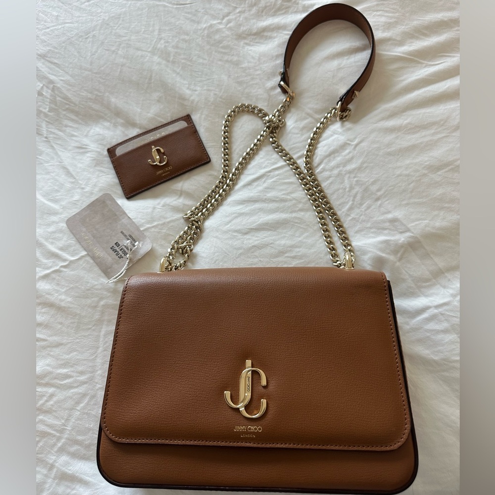 Jimmy Choo Tan Leather Bag w/ Card Holder